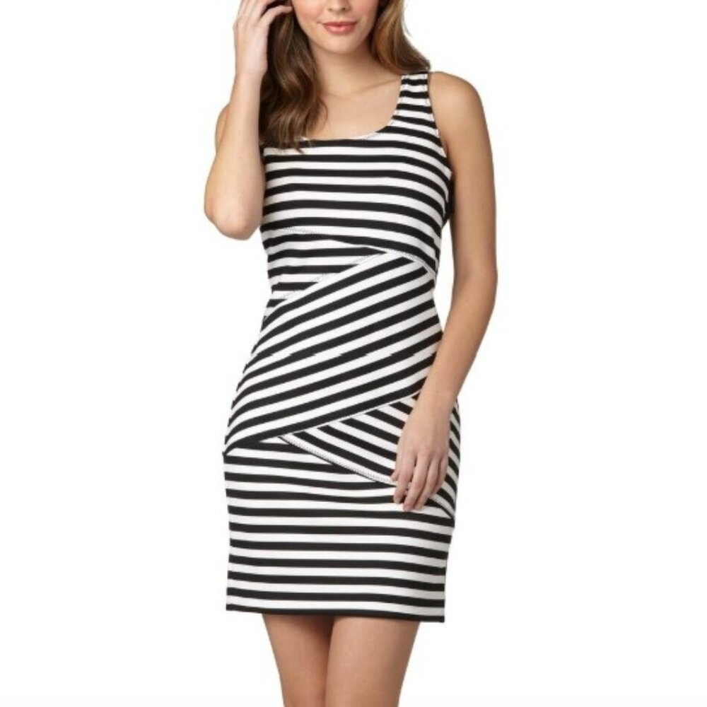 Michael Kors Black & White Striped Bandage Dress Size 6